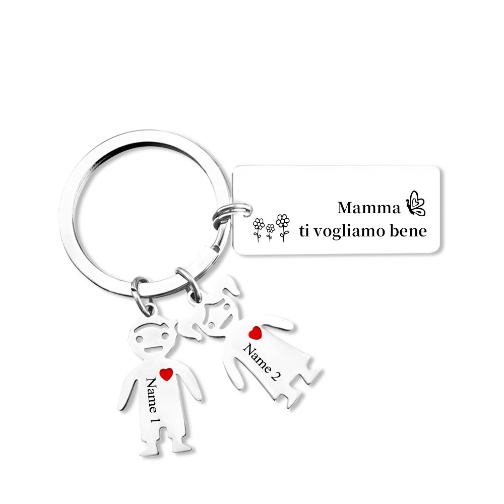 Mamma ti voglio bene-Portachiavi ciondolo bambino 2 nomi personalizzati regalo per festa della mamma | Jessemade