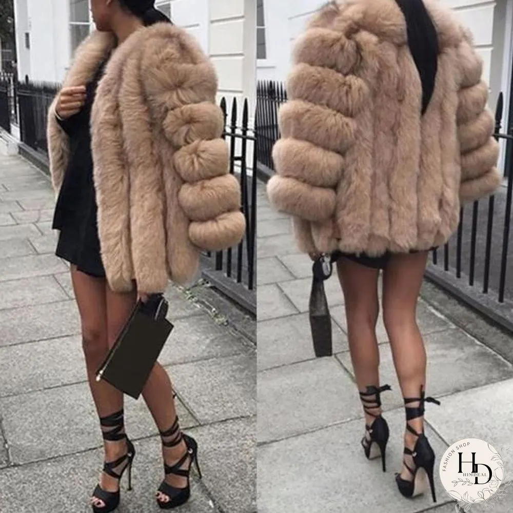 Fashion Winter Solid Color Thicken Faux Fur Coat Women Loose Warm Long Sleeve Jacket(SIZE:S-XXXXXL)