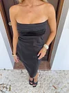Jane bandeau dress in satin - Black