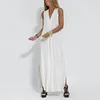 Gioiacombo&trade; Abito lungo ampio ampio con scollo a V senza maniche estivo da donna
