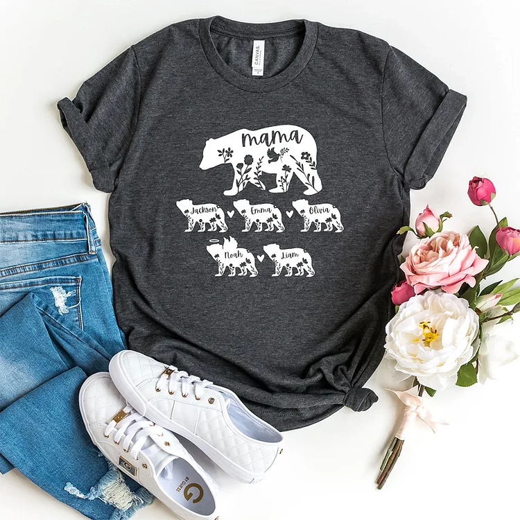Mama Bear Shirt with Kids' Names for Mom for Mother's Day, Gifts for Mother's Day, Happy Mother's Day