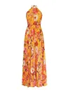 Floral-Print Backless Bandage Bohemia Pleated Maxi Dress