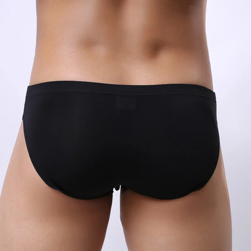 Aonga  Ice Silk  Underwear Men Briefs Seamless Breathable Panties Men Bikini Solid Innerwear Low Waist Soft Underpants N04