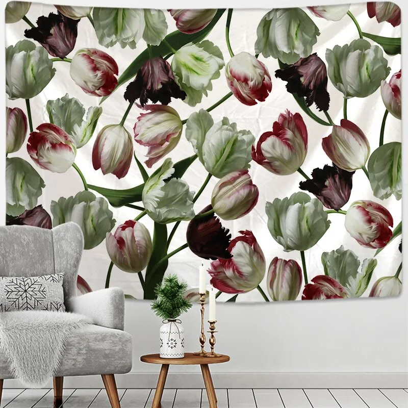 Botanical Wildflower Tapestry Wall Hanging Flower Reference Chart Hippie Bohemian Tapestries Colorful Psychedelic Home Decor