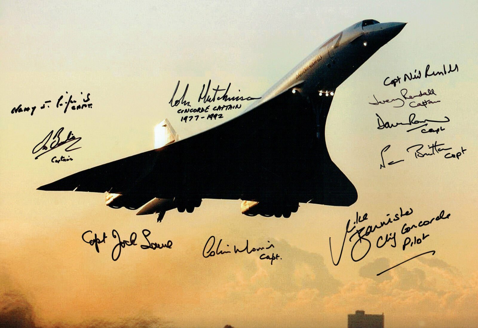 10 Signed CONCORDE Pilot Captain Autograph HUGE 18x12 Night Photo Poster painting AFTAL COA