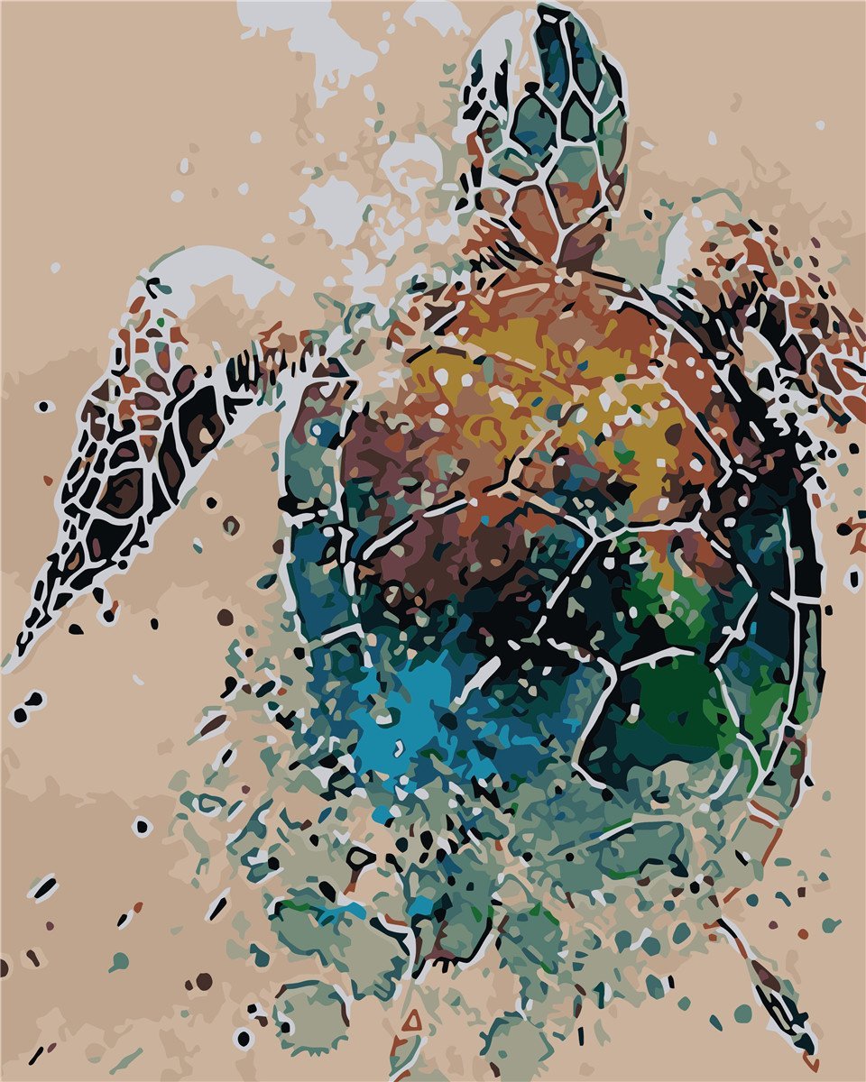 DIY Painting By Numbers Watercolor sea turtle
