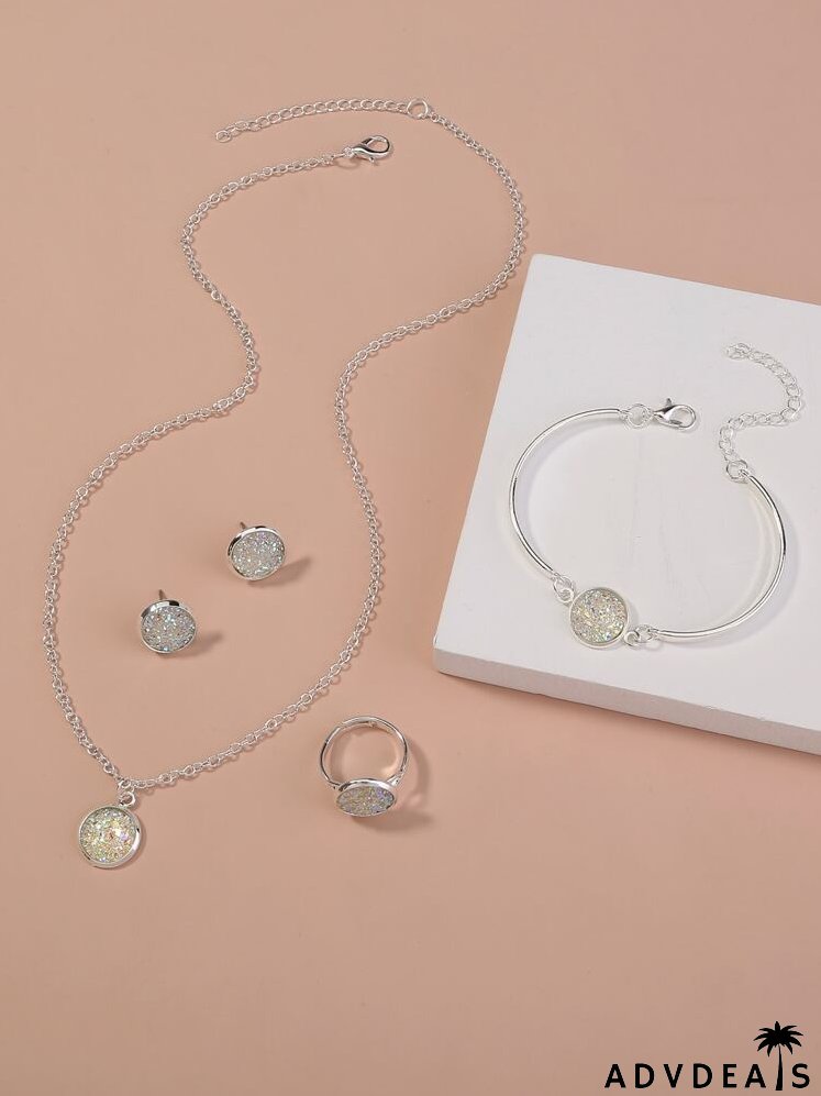 5pcs Round Detail Jewelry Set