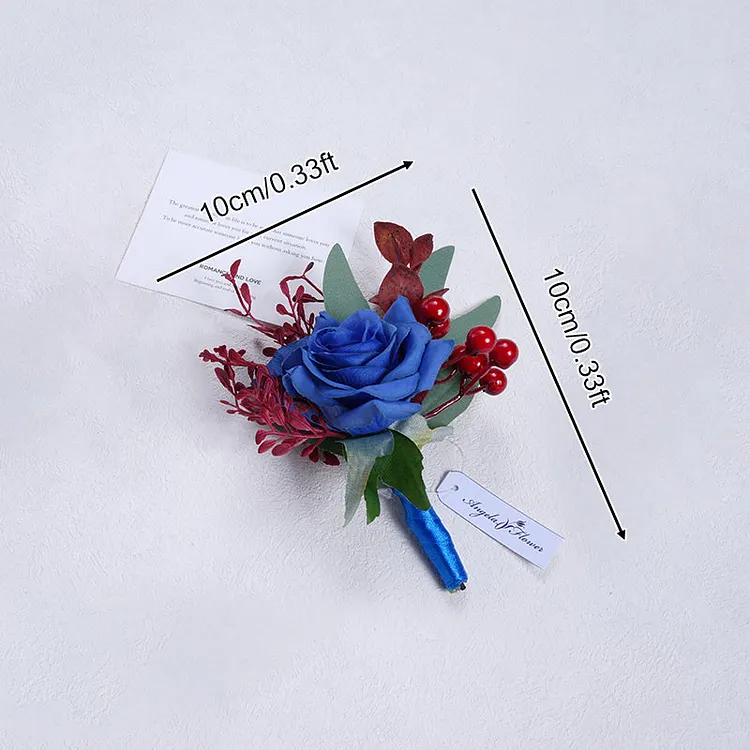 A863713 Red Blue Corsage Flower Wedding Bridal Groom Accessories