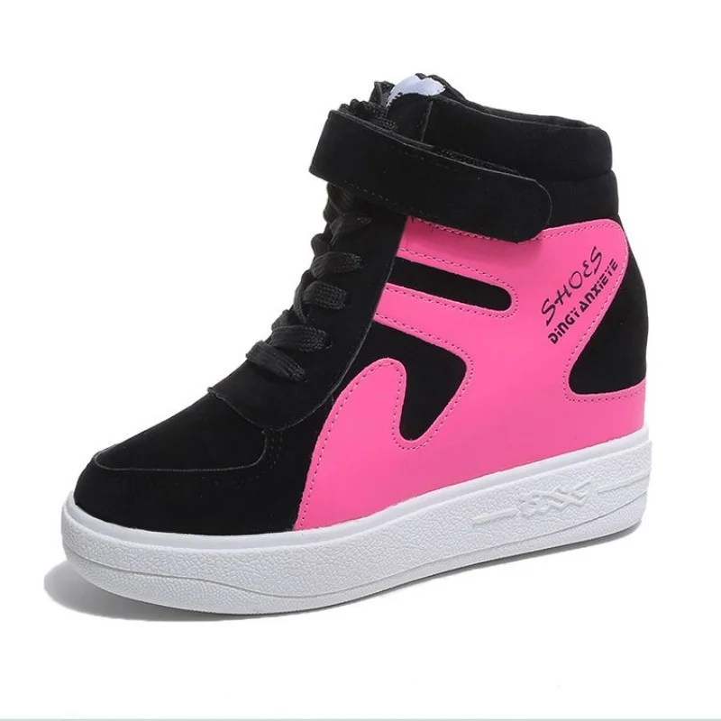 Zhungei Sneakers Women 2023 New High Top Platform Casual Wedges Autumn Winter Female Black Internal Increase Vulcanize Shoes Lace-up