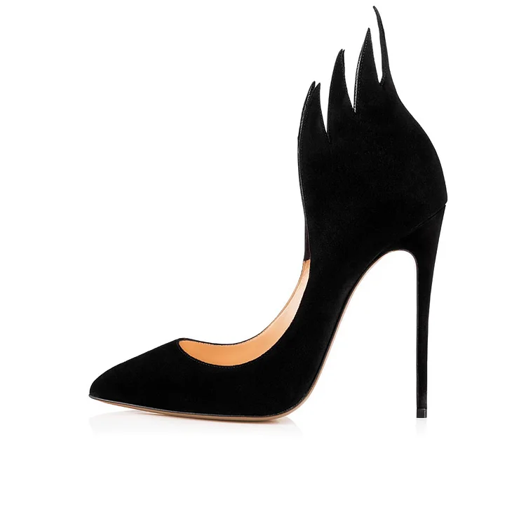 Women's Pointed Toe Leila Black Flame Stiletto Heel Pumps Dress shoes |FSJ Shoes