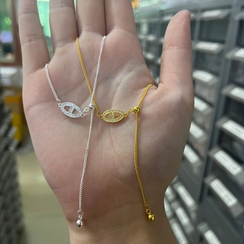 925 Sterling Silver Diamond Geometric Pendant Necklace