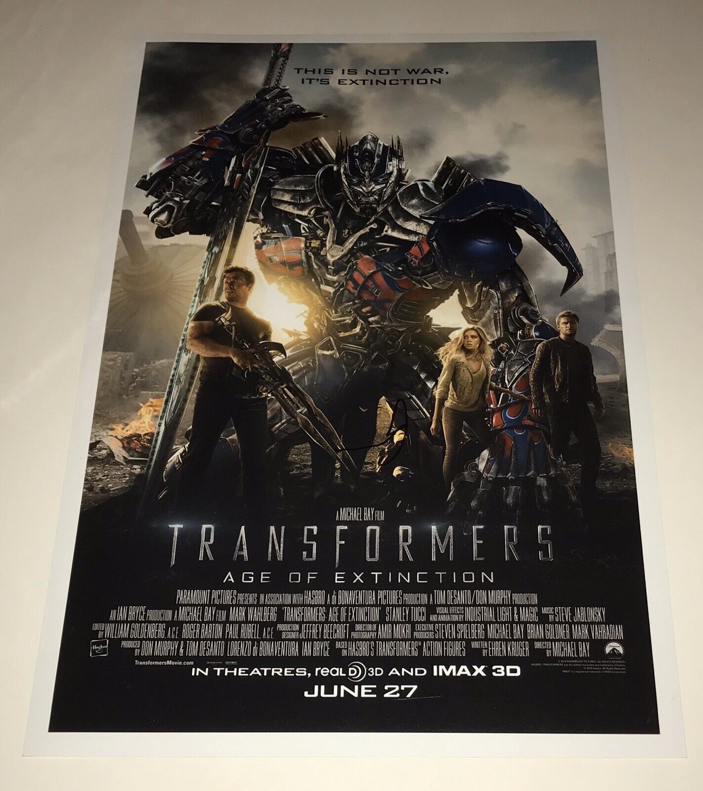 Mark Wahlberg Signed 12x18 Transformers Age of Extinction Authentic Auto Proof