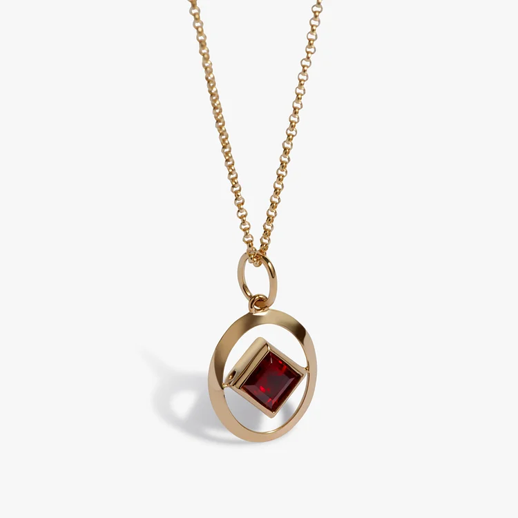 Olivenorma Diamond Birthstone Round Hollow Pendant Necklace
