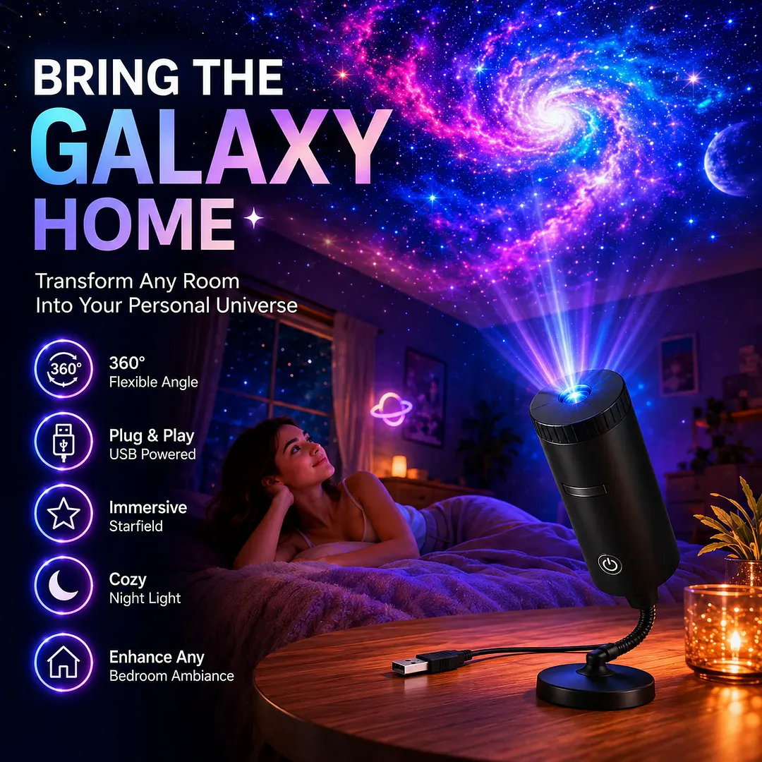 Plug-&-Play HD Star Projector &ndash; 11 Galaxy, Butterfly & Ocean Scenes