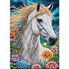 Diamond Painting-DIY Crystal Rhinestone Horse in the Flowers