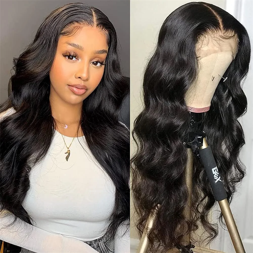 Jewtribute Hair®|Long Body Wave Black Wigs Middle Part Orange