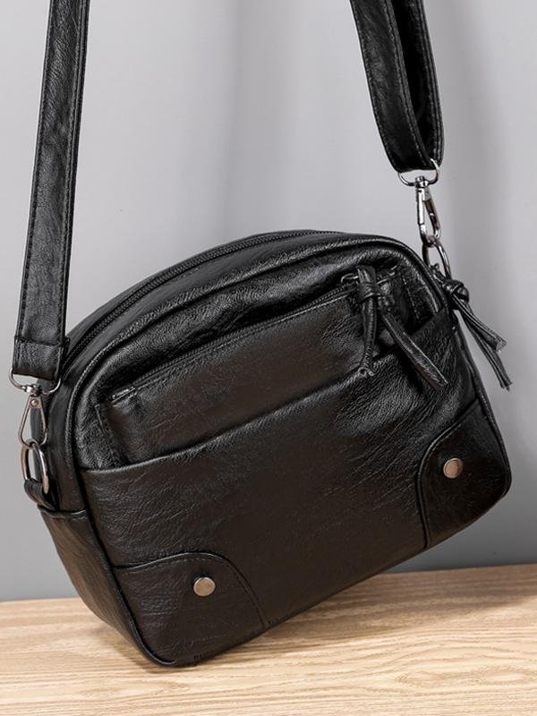 Vintage Washed Leather Utility Crossbody Bag