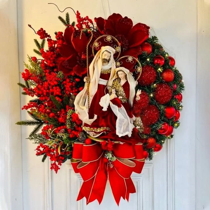 Sacred Christmas Wreath with Lights