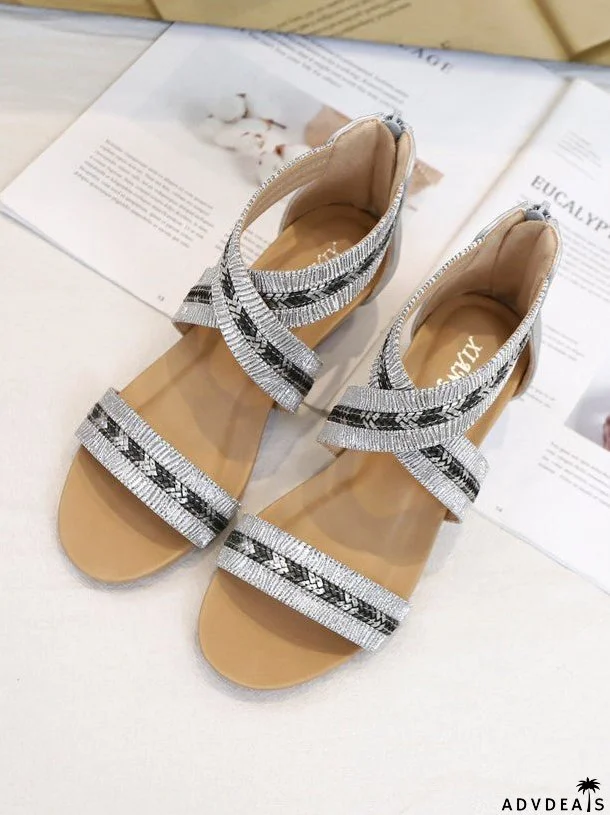 Wedge Heel Open Toe Roman Sandals