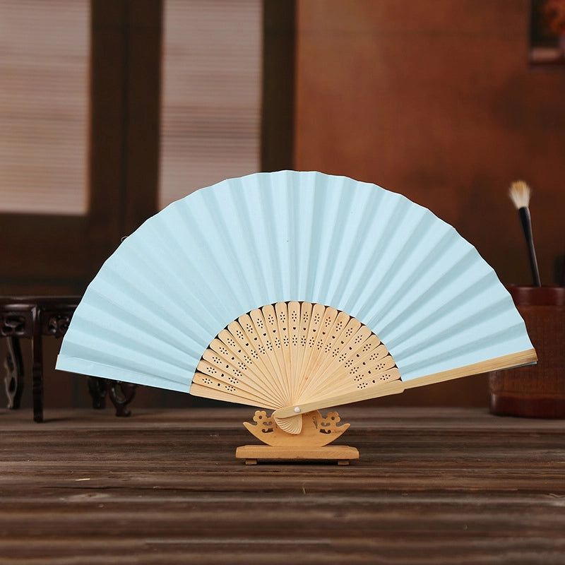7-inch White Paper Fan Blank Folding Colorful Children’s Drawing Fan Diy Handmade Coloring Plain Surface Office Bamboo Crafts