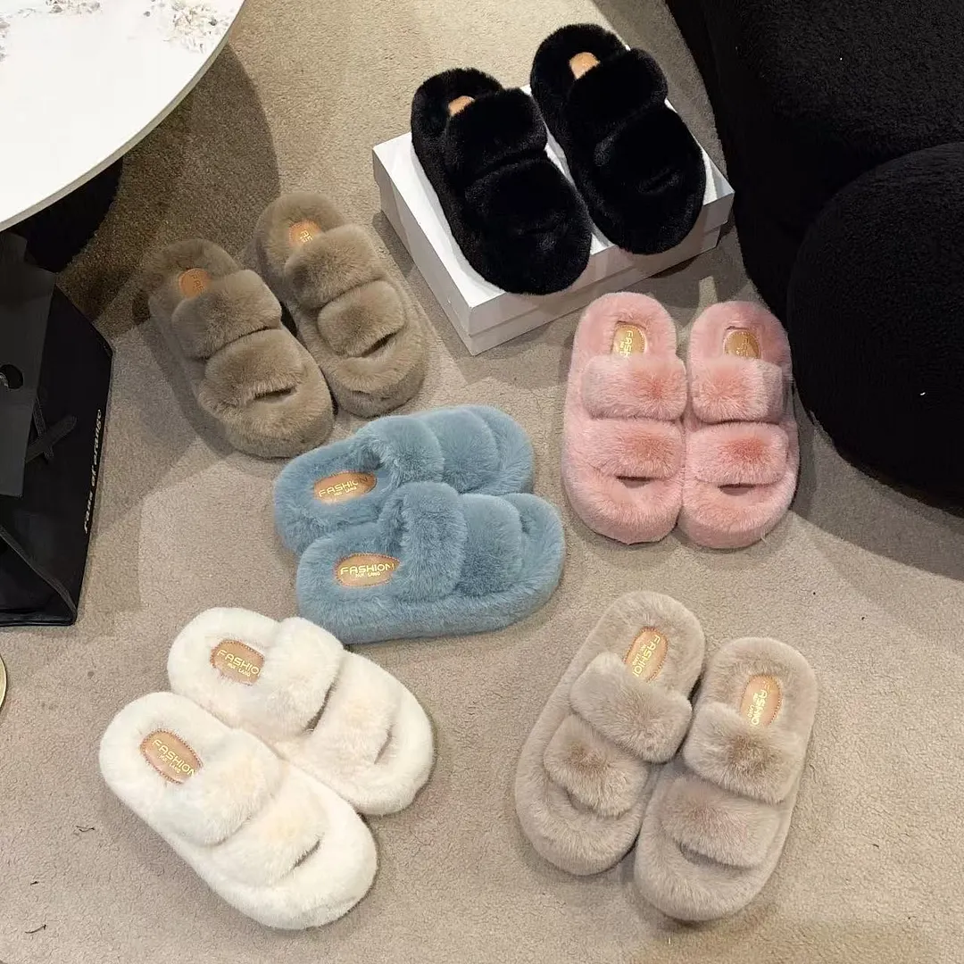Breakj Breakj Tide Slew Soft 7Cm External Wear Hairy Slippers Women Flat-Bottom One-Word Drag Autumn New Thick