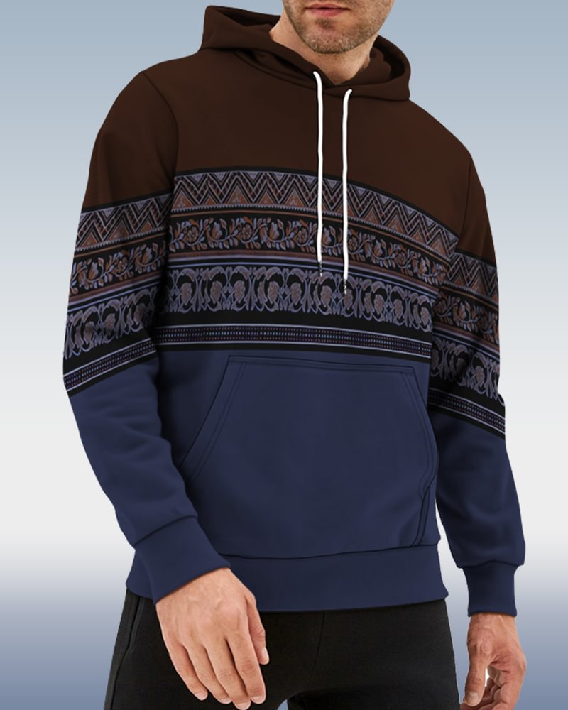 Men's Geometric Colorblock Hoodie 045