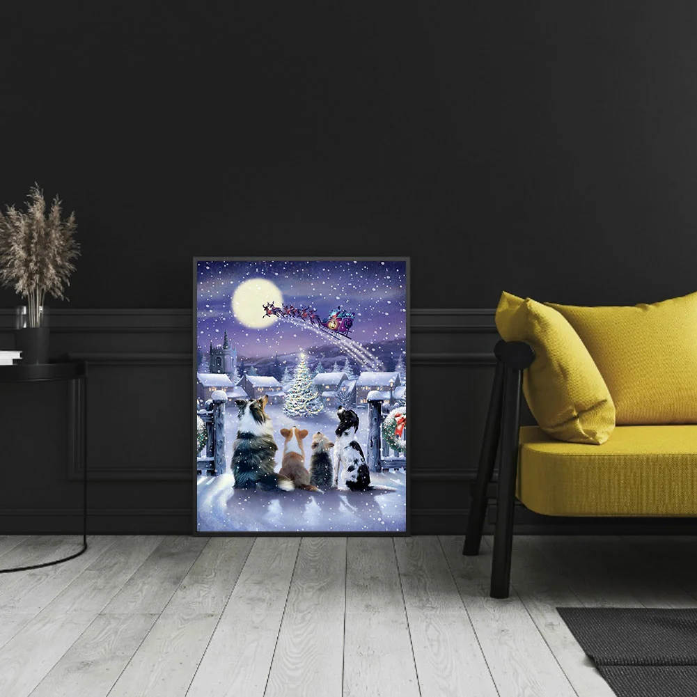 Diamond Painting - Full Round Drill - Christmas Dogs(30*40cm)