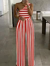 Thick Striped Empire One-Shoulder Jumpsuits