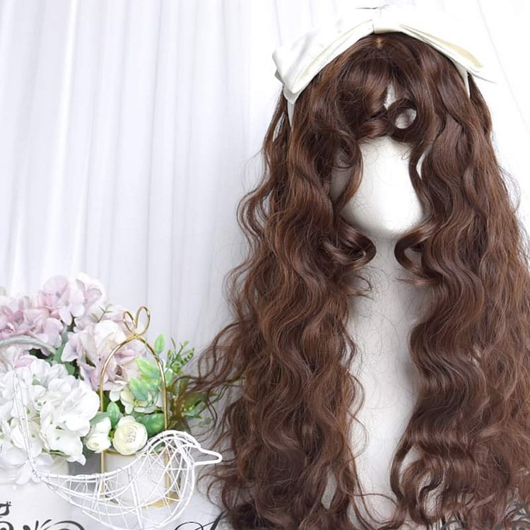 Cosplay Sweet Long Curly Wig With Curly Bangs - Modakawa modakawa