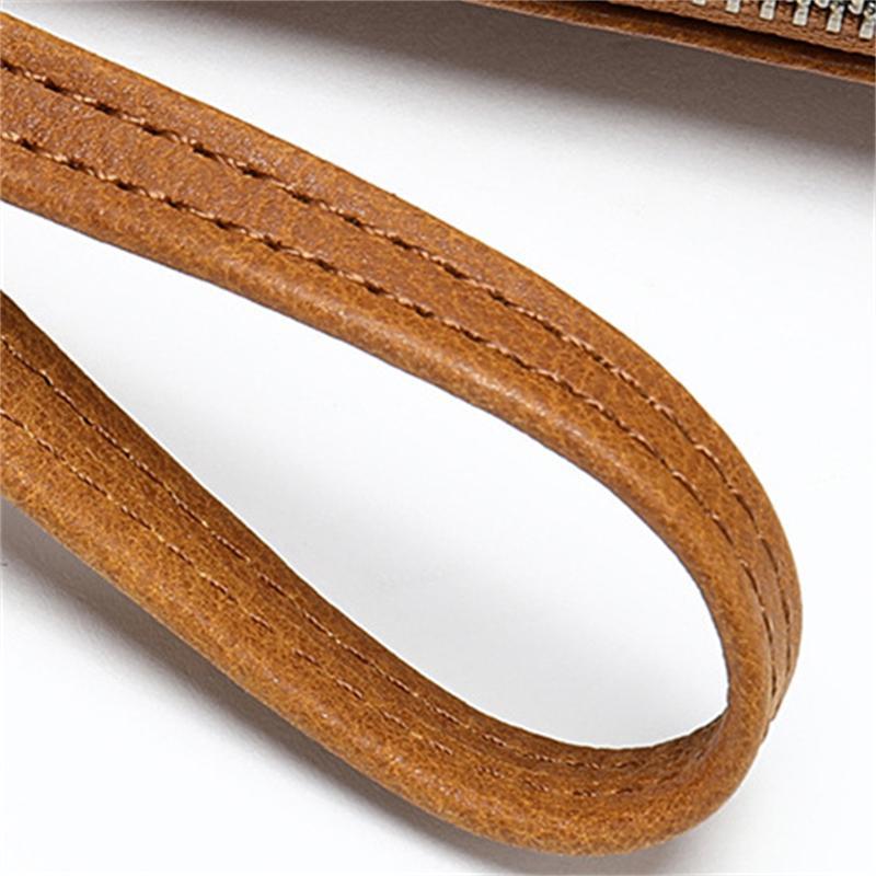 Simple Leather Casual Solid Color Zipper Design Business Clutch