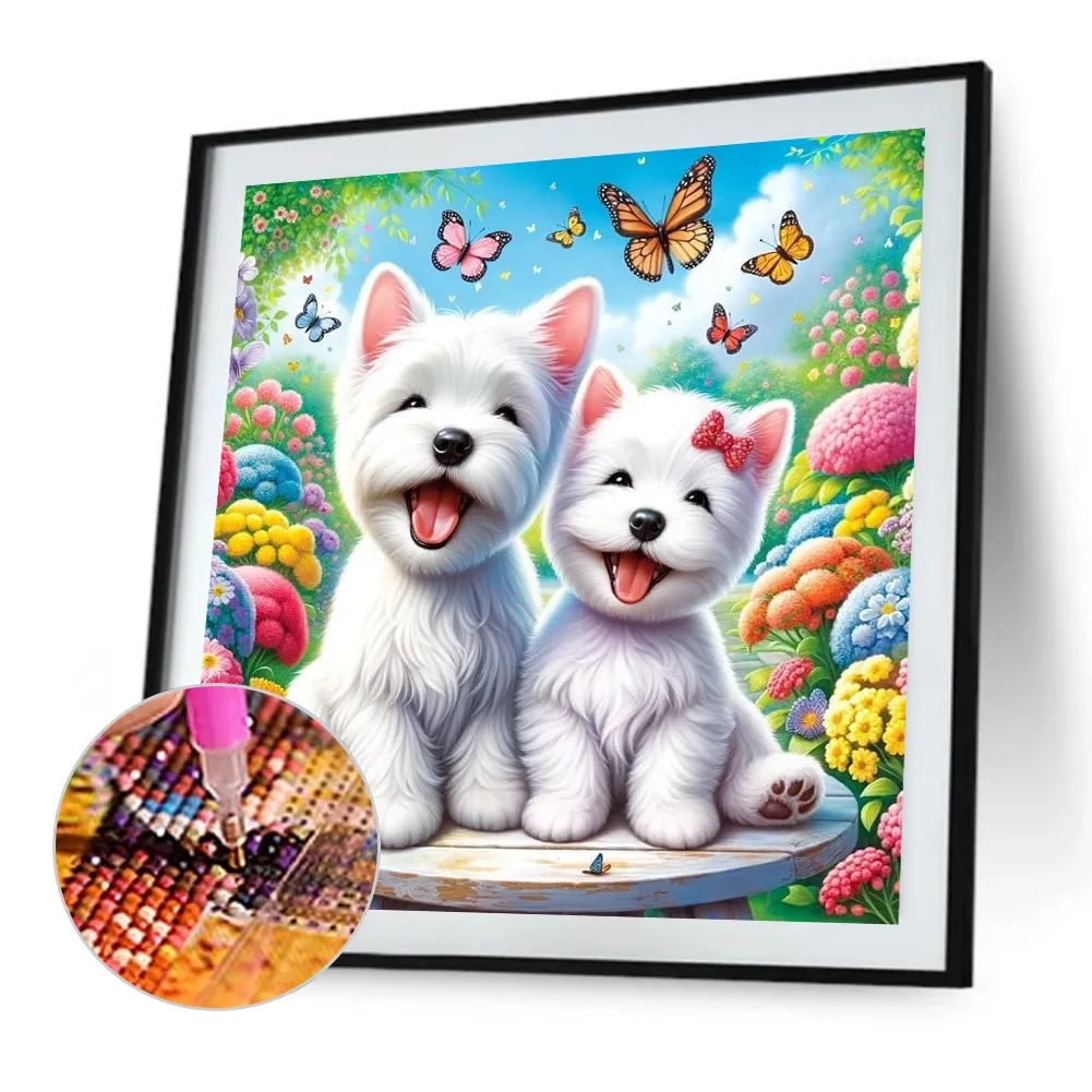 Partial AB Diamond Painting - Full Round Drill - Happy Dogs(Canvas|35*35cm)