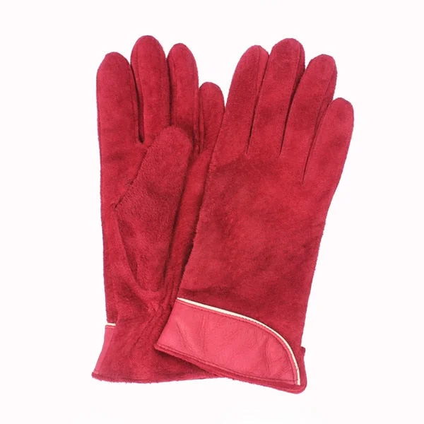 Brand New Fashion Women Genuine Suede Leather Fleece Gloves Winter Women Leather Gloves Female Lady Driving Leather Gloves