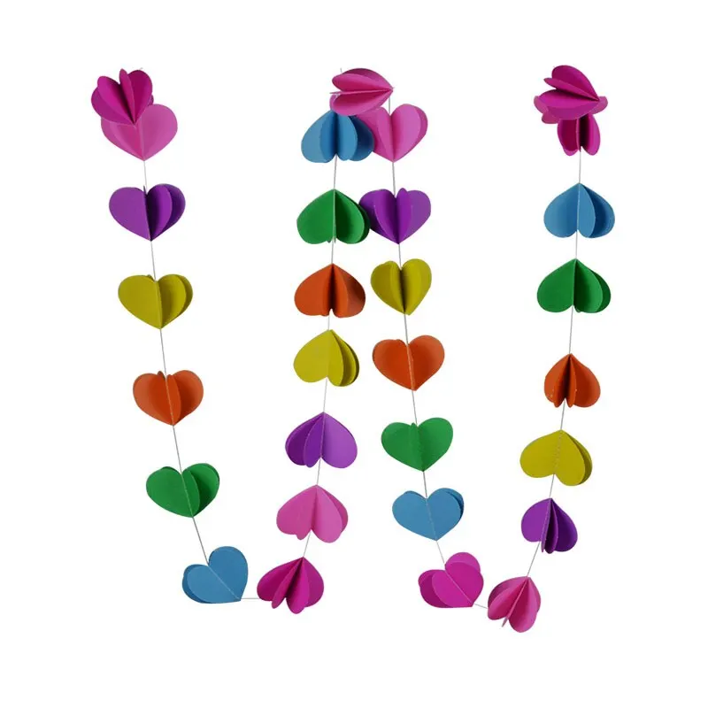 3m Colorful 3D Round Heart Paper Garlands Christmas Wedding Party Banner Hanging Paper Garland Room Decoration
