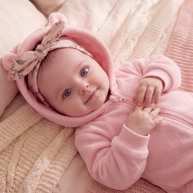 Babeside Miva 17" Reborn Baby Doll Girl &ndash; Lifelike Open-Eyed Painted Hair Baby with Soft Vinyl Body