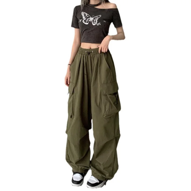 Wongn Wongn Overalls Casual Pants Female Summer Versatile Straight Down Leg Pants Loose Wide Leg Pants Ins