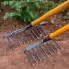 High Carbon Steel Nail Rake Weeding Rake Loose Soil Rake Farm Tools(12 Teeth)