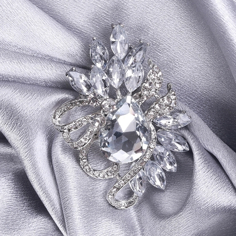 Pin Flower Alloy Inlay Glass Women’s Brooches