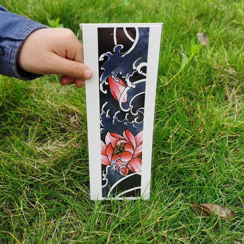 Waterproof Flower Arm Temporary Tattoo Sticker Chinese Wind Arm Ring Wave Art Dec Fake Tattoo Men Women Foot Ring Tattoo Sticker
