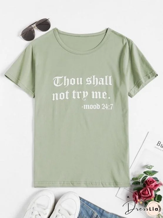 Slogan Short Sleeve Casual T-shirt for Women