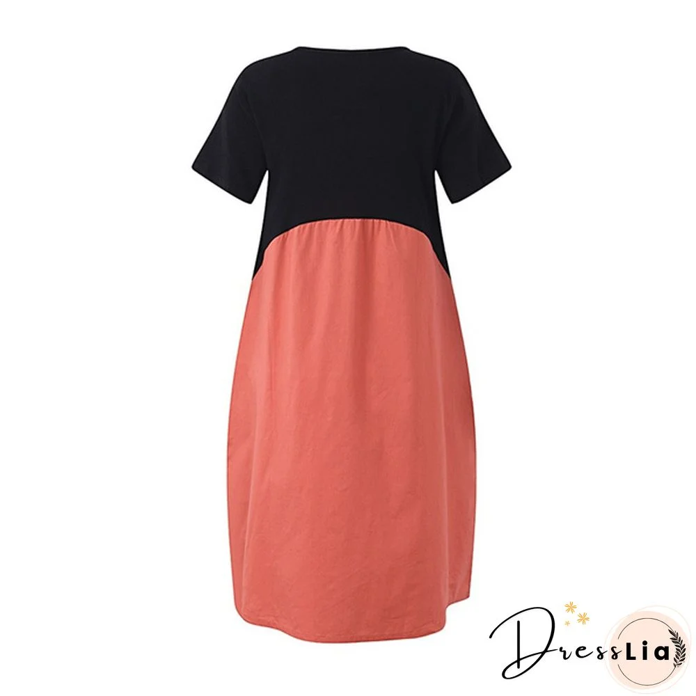 Boho Vintage Women Pullover Loose Patchwork Maxi Long Dress Casual Baggy Vestidos Robes