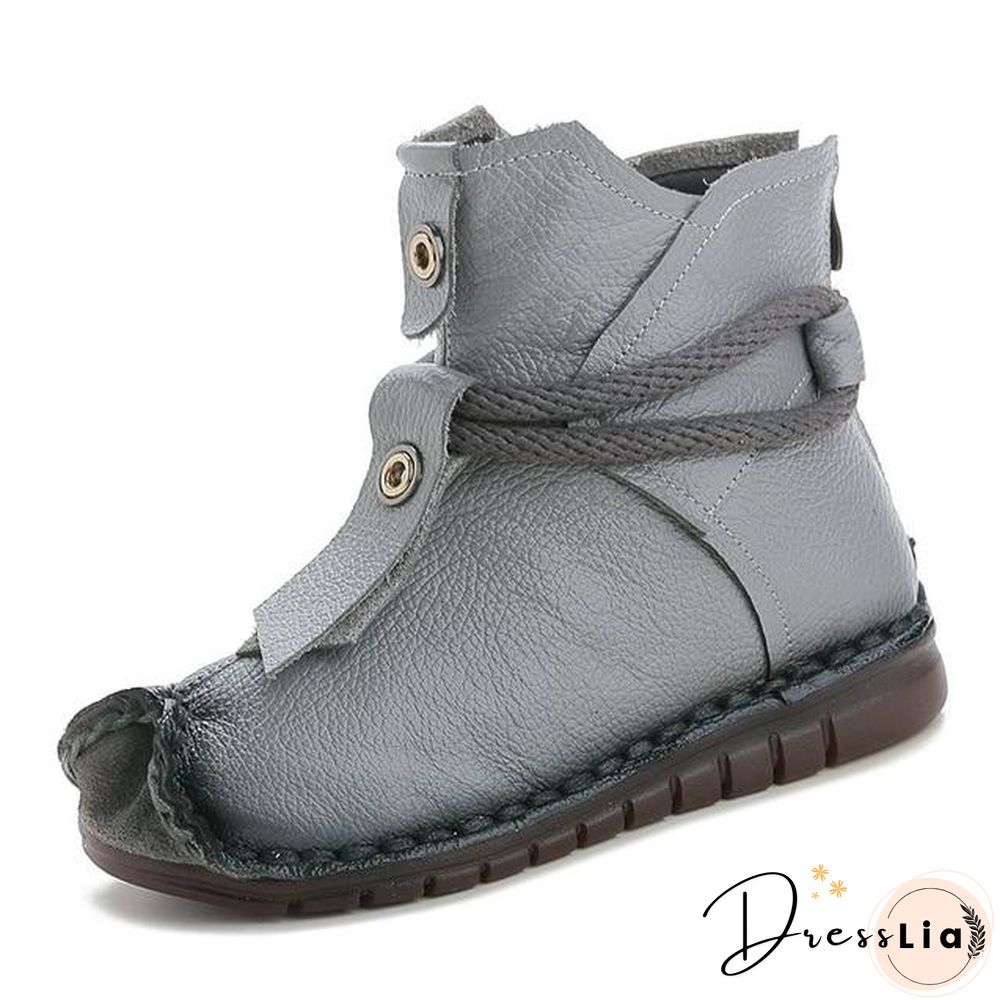 Women Genuine Leather High Quality Fashion Short Flats Ankle Boots