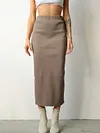 Knitted Long Sleeve Ruffled Top&Skirt Solid Color Urban Suit