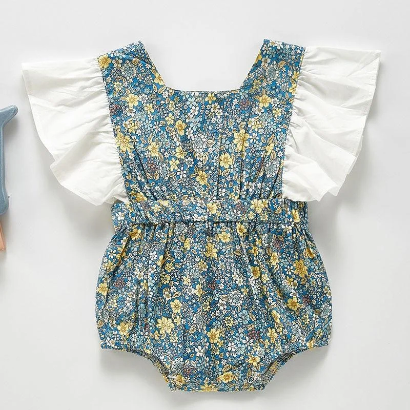 New 2021 Summer Cute Baby Girl Sleeveless Rompers Kids Girl Floral Rompers Baby Girl Newborn Rompers Clothes
