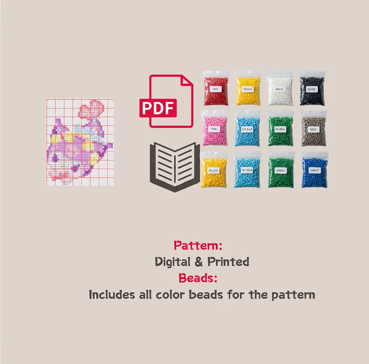 Mermaid Sanrio Friends Pattern Fuse Bead Kit  | Cute DIY Fuse Beads Set