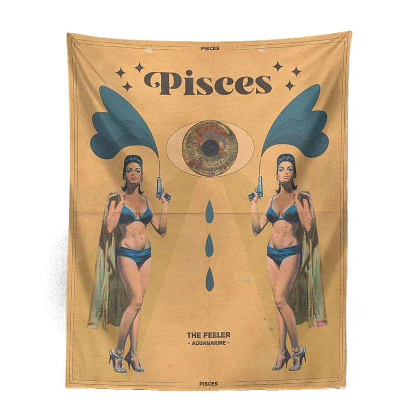 12Constellation Tarot Tapestry retro modern woman Tarot Wall Hanging sexy woman Room Decor Bedspread Cover Sun starry Wall Decor