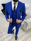 Lambrusco Blue Slim Fit Peak Lapel Striped Suit