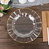 10 Pack | 6" Clear Hard Plastic Dessert Plates with Gold Ruffled Rim, Heavy Duty Disposable Salad Appetizer Dinnerware