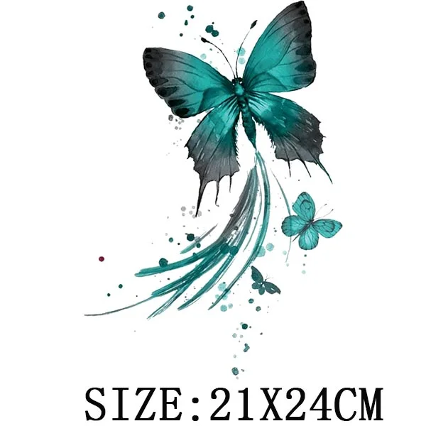 Colorful Butterfly Iron On Transfer For Clothing A-level Washable Thermal Sticker Beautiful Flower Patches On Clothes Decoration