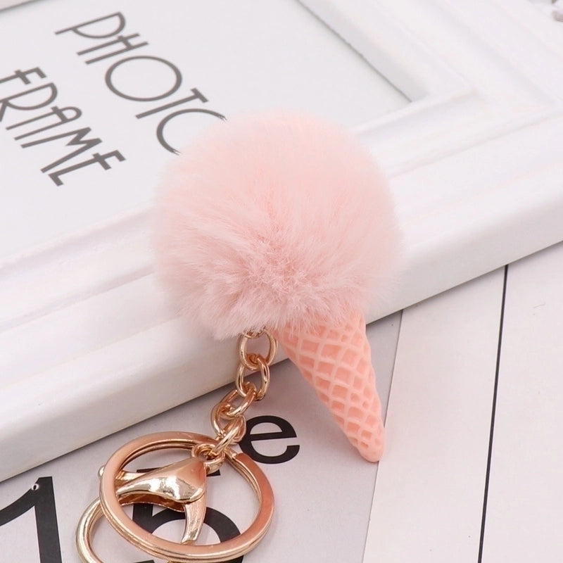 Cute Ice Cream Plush Women’s Bag Pendant Keychain