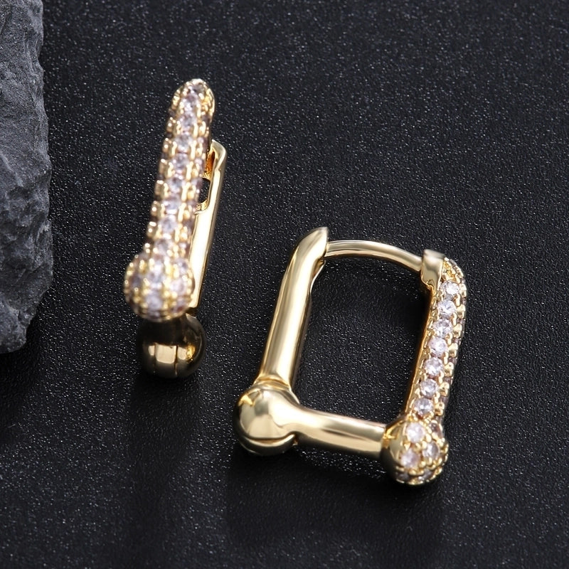 1 Pair Classic Style Round Plating Inlay Copper Zircon 18K Gold Plated Earrings